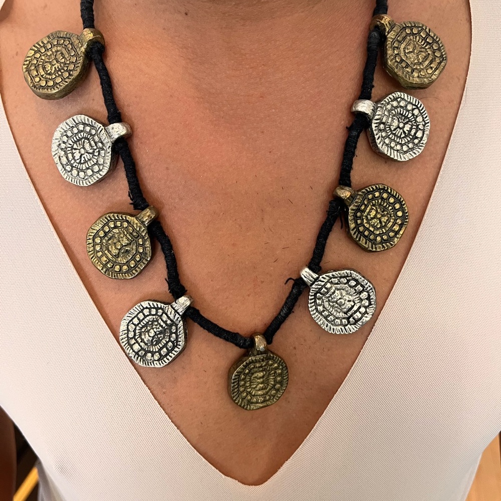 Gold and Silver Coin Pendant Necklace (Costume type jewelry)